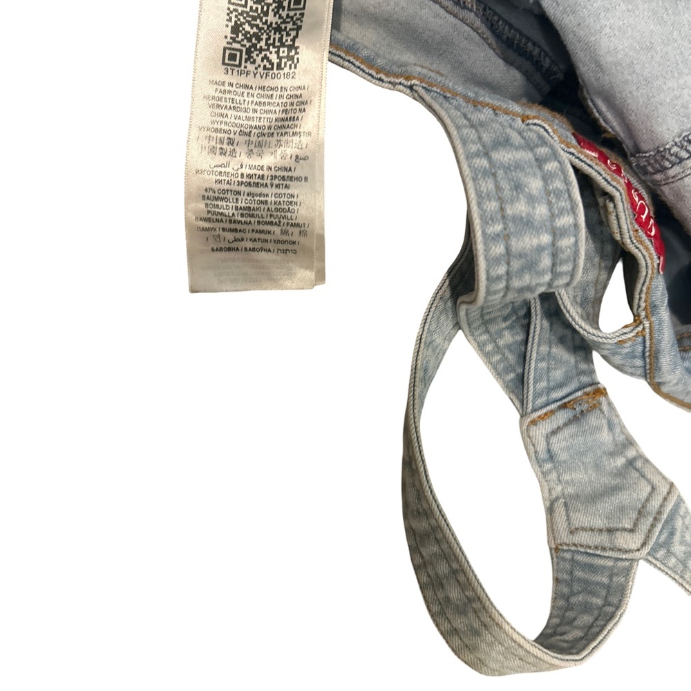 VINTAGE 90s GUESS Denim Shortalls Overalls Women's Size 27  Light Wash Destroyed - Picture 9 of 14